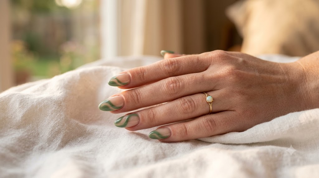 Sage Abstract Wavy Swirls